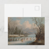 Indiërs die Lacrosse spelen op het ijs Briefkaart (Voorkant / Achterkant)