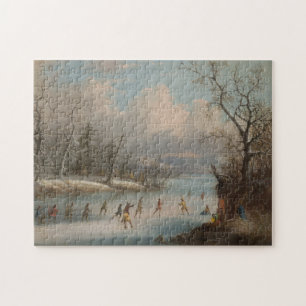 Indiërs die Lacrosse spelen op het ijs Legpuzzel