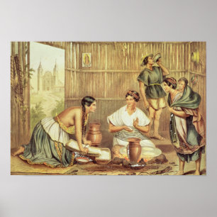 Indiërs die tortilla's voorbereiden poster