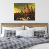  Indiërs, Raad van de Sioux-oorlog door Catlin Canvas Afdruk (Insitu (Slaapkamer))