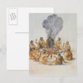 Indiërs ronden een vuur briefkaart (Voorkant / Achterkant)