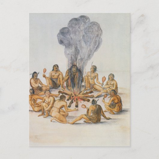 Indiërs ronden een vuur briefkaart (Voorkant)