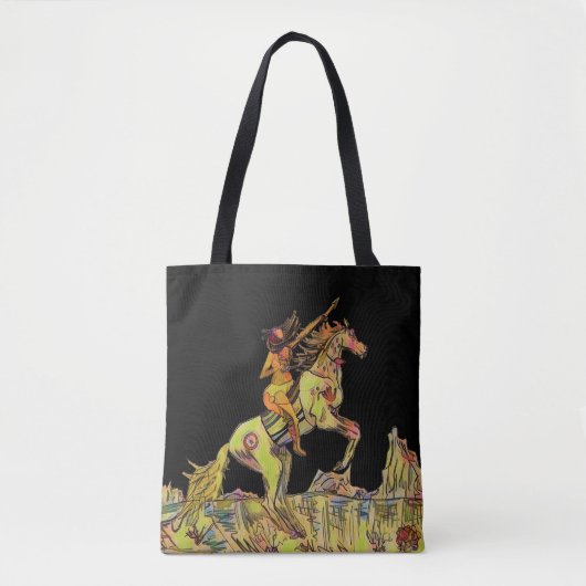 Indigenous Horse Native Indian Tote Bag Black (Voorkant)