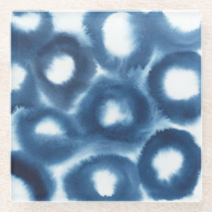 Indigio Waterverf printcirkels Glazen Onderzetter