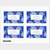 Indigo Abstrait Snowflakes Étiquette (Feuille)