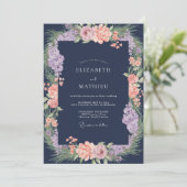 Indigo Amethyst Krans Bruiloft Kaart (Staand voorkant)