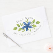 Indigo Aquarelle Florale Swag 2 Étiquette (Enveloppe)