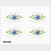 Indigo Aquarelle Florale Swag 2 Étiquette (Feuille)