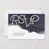 Indigo aquarelle moderne mariage simple RSVP (Devant)