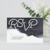 Indigo aquarelle moderne mariage simple RSVP (Debout devant)