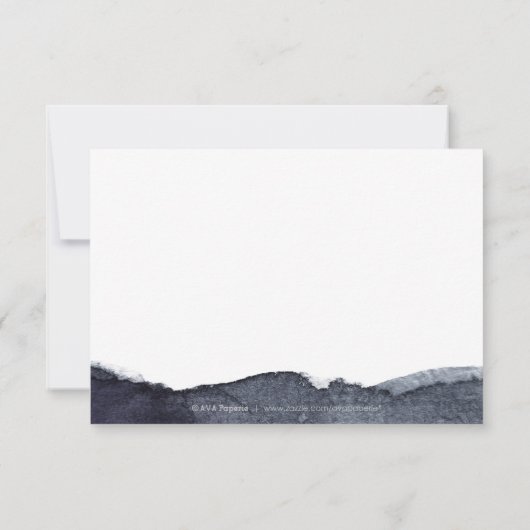 Indigo aquarelle moderne mariage simple RSVP (Dos)