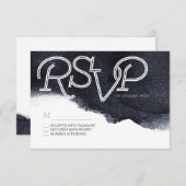 Indigo aquarelle moderne mariage simple RSVP (Devant / Derrière)
