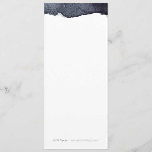 Indigo aquarelle moderne simple menu mariage (Dos)