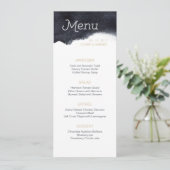 Indigo aquarelle moderne simple menu mariage (Debout devant)