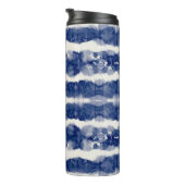 Indigo Art: Abstracte Waterverf Chaos. Thermosbeker (Geroteerd rechts)