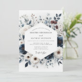 Indigo Artful Boeket Bruiloft Kaart (Staand voorkant)