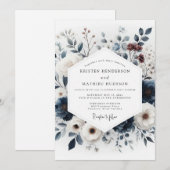 Indigo Artful Boeket Bruiloft Kaart (Voorkant / Achterkant)