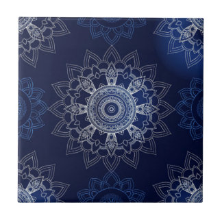 Indigo Azulejo Blauw Portugees Mandala Decoratief Tegeltje