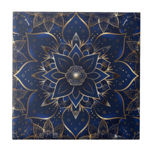 Indigo Azulejo Blauw Portugees Mandala Decoratief Tegeltje