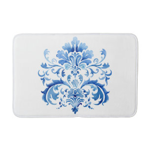 Indigo Azulejo Blauwe Portugese Lissabon Botanisch Badmat