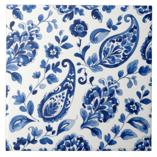 Indigo Azulejo Blauwe Portugese Lissabon Botanisch Tegeltje