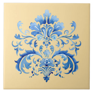 Indigo Azulejo Blauwe Portugese Lissabon Botanisch Tegeltje