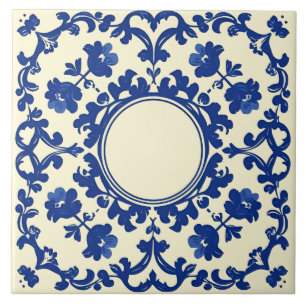 Indigo Azulejo Blauwe Portugese Lissabon Botanisch Tegeltje