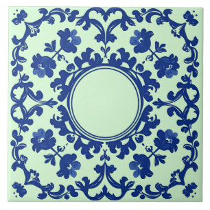 Indigo Azulejo Blauwe Portugese Lissabon Botanisch Tegeltje