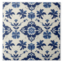 Indigo Azulejo Blauwe Portugese Lissabon Botanisch