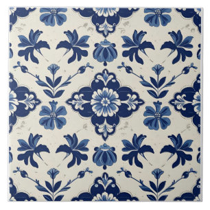 Indigo Azulejo Blauwe Portugese Lissabon Botanisch Tegeltje