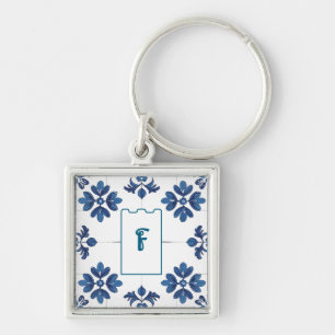 Indigo Azulejo Blauwe Portugese Lissabon Decoratie Sleutelhanger