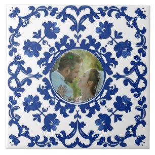 Indigo Azulejo Blauwe Portugese Lissabon foto Tegeltje