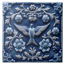 Indigo Azulejo Blauwe Portugese Lissabon vogel