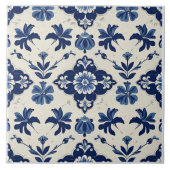 Indigo Azulejo Blue Portuguese Lisbon Botanical Tegeltje (Voorkant)