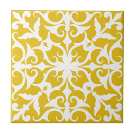 Indigo Azulejo yellow & white Portuguese  Tegeltje