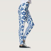 Indigo Azulejos Blue en White Pattern Tegels Leggings (Rechts)