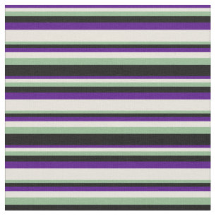 Indigo, Beige, Donkere Zee Groen en Zwart gekleurd Stof