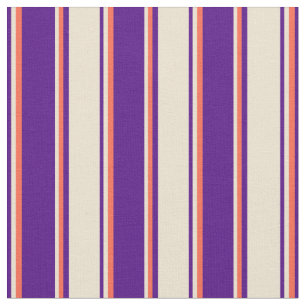 Indigo, beige en rood gekleurd Striped Patroon Stof