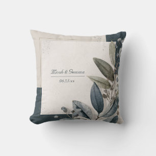 Indigo Blad Botanische Geometrische Terrazzo Accen Kussen