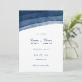 Indigo Blau Aquarel Save the Date (Staand voorkant)