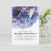 Indigo Blau Modern Watercolor Verlovingsfeest Kaart (Staand voorkant)