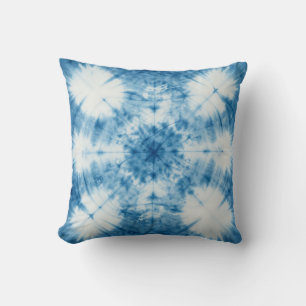 Indigo Blau Shibori Tie Dye Patroon Kussen