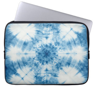 Indigo Blau Shibori Tie Dye Patroon Laptop Sleeve