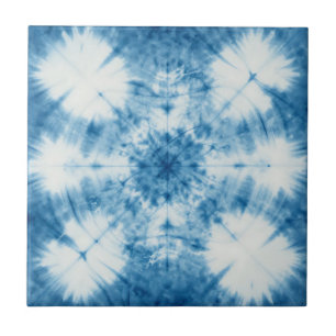 Indigo Blau Shibori Tie Dye Patroon Tegeltje