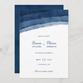 Indigo Blauw Aquarel Save the Date (Voorkant / Achterkant)