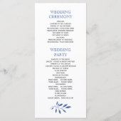 Indigo blauw blad patroon bruiloft programma (Achterkant)