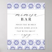 Indigo Blauw Boho Mimosa Bar Bord Poster (Voorkant)