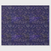 Indigo Blauw Damask Cadeaupapier (Vlak)