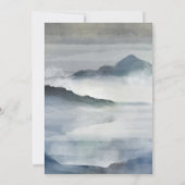 Indigo blauw waterverf mistige landschap bruiloft kaart (Achterkant)