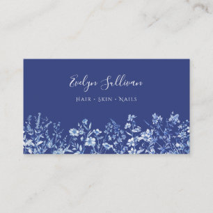 Indigo blauw wilde bloemen visitekaartje